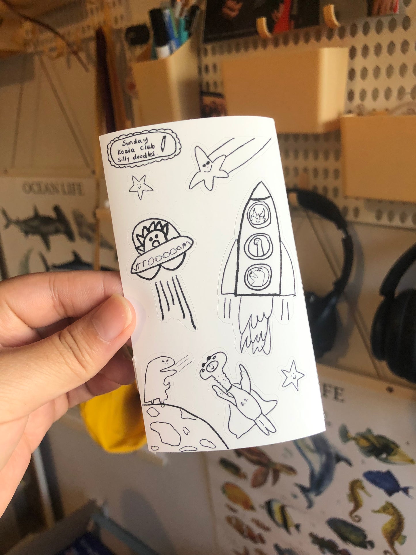 Dinosaur and the universe- A Sunday koala Club Silly Doodle Sticker sheet OS1020 (LFSO)