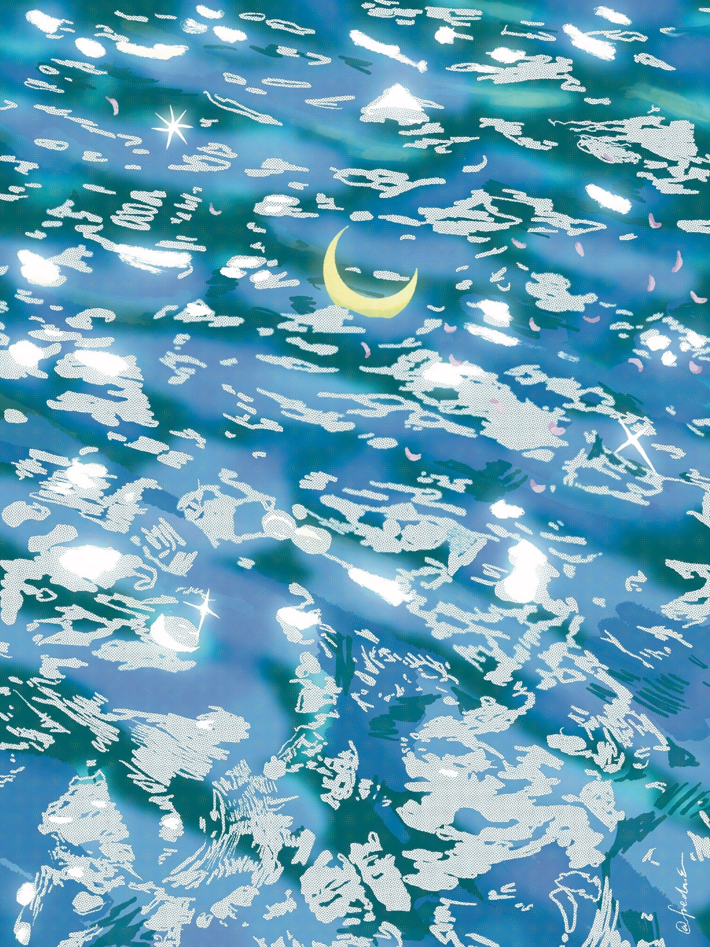 Drifting moon Postcard print - Little Forest Art Prints (LFP 012)