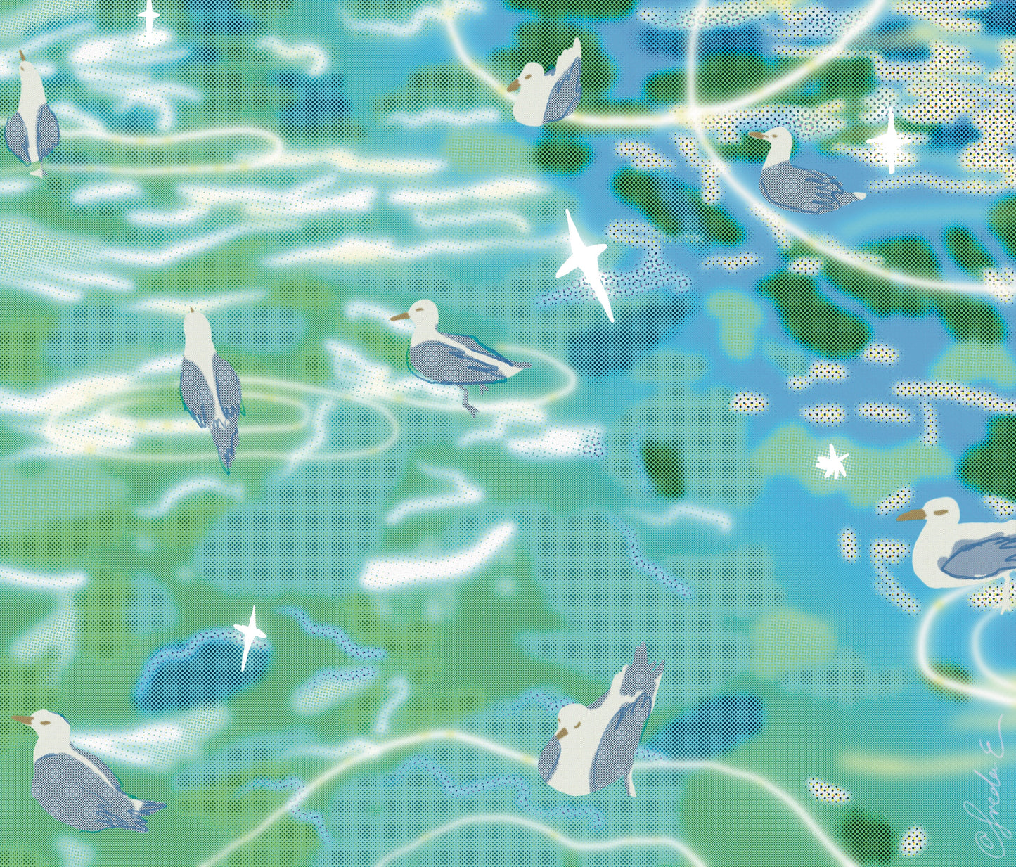 Seagull on water postcard print - Little Forest Art Prints (LFP 005)