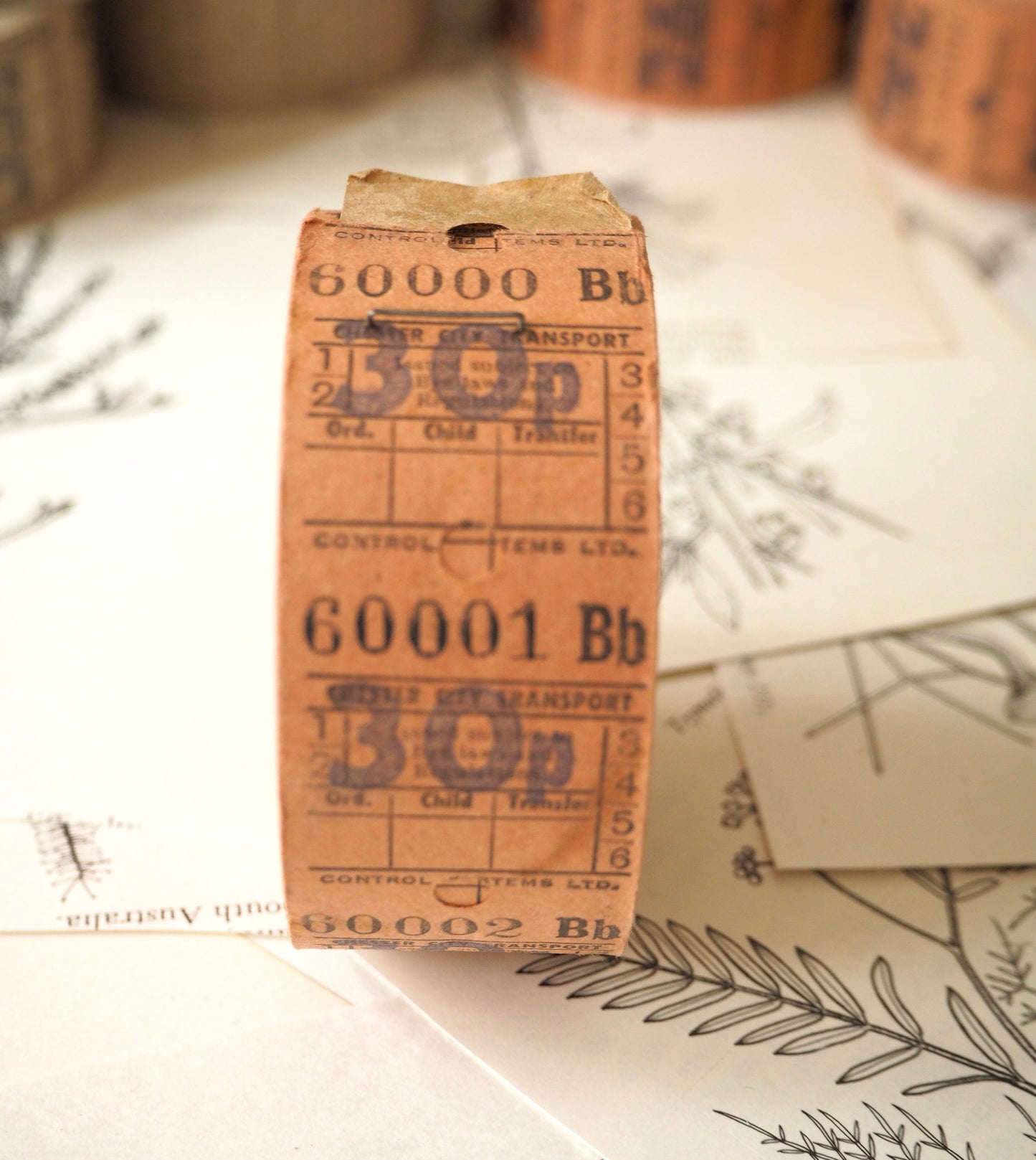 Roll of Vintage Transport Tickets UK