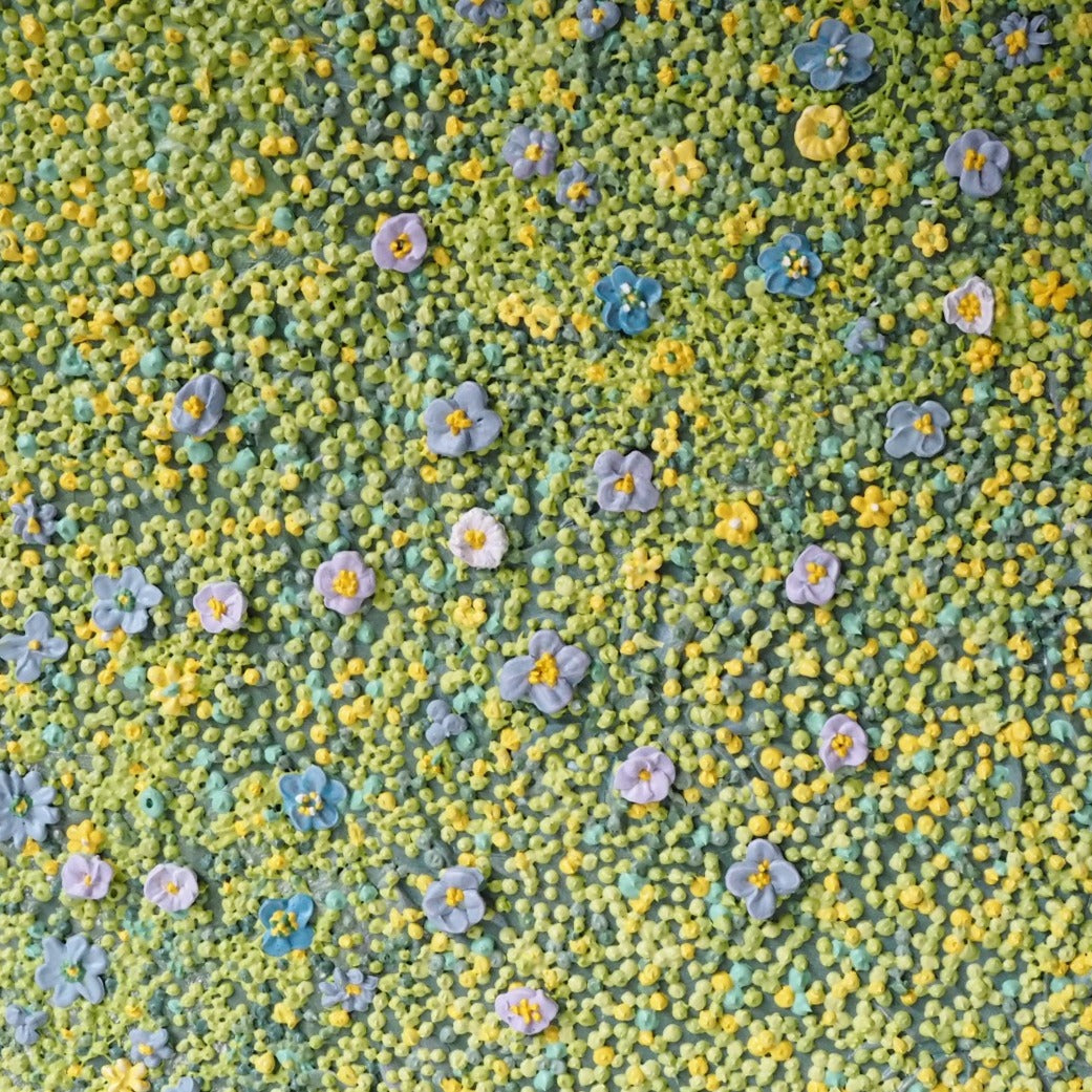 On the Forest Floor Bright Green (Framed Large) - Acrylic textural Art