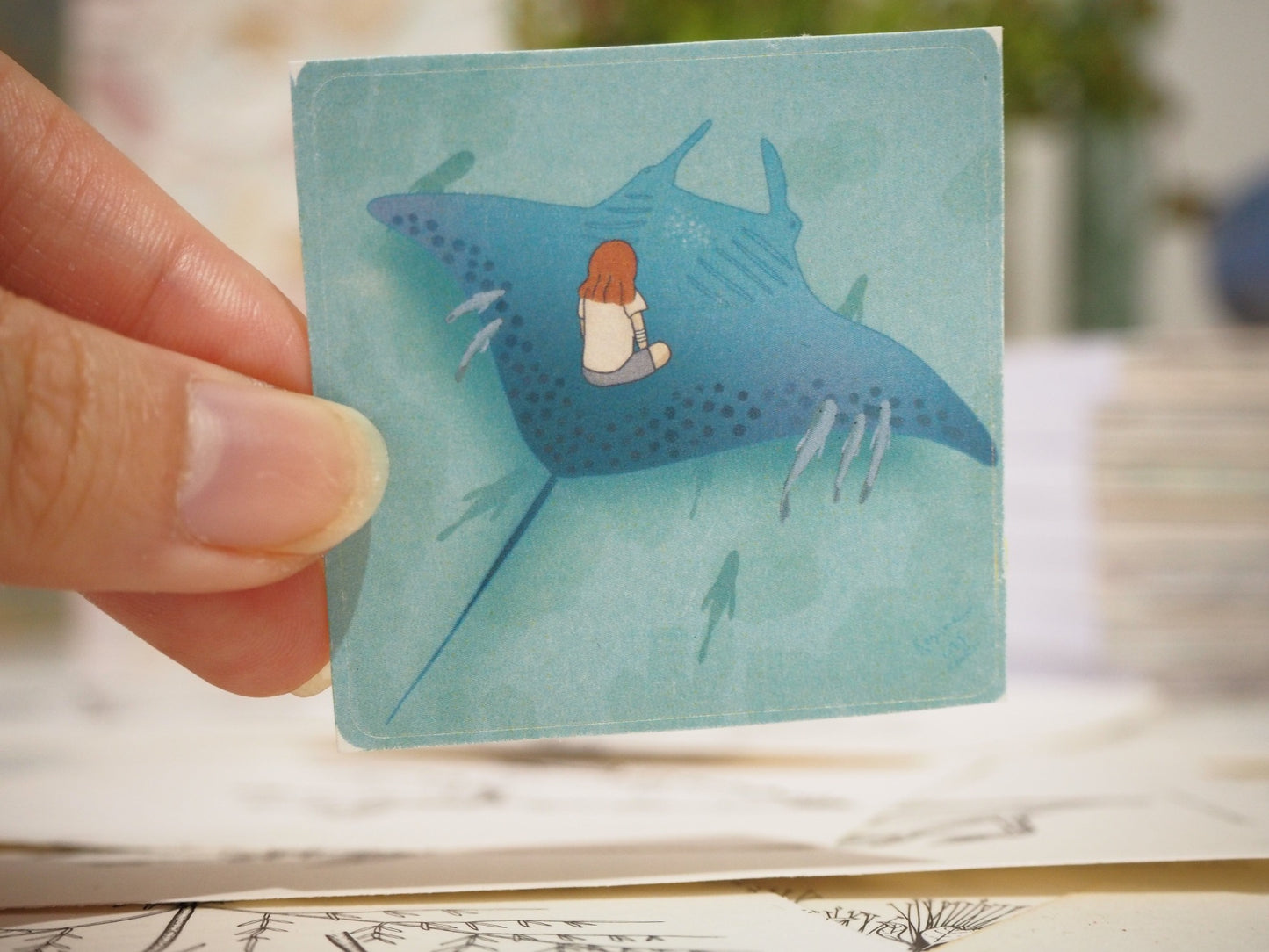 Manta Ray and Japanese Shinkansen bento Study - Sticker set (LFSO)