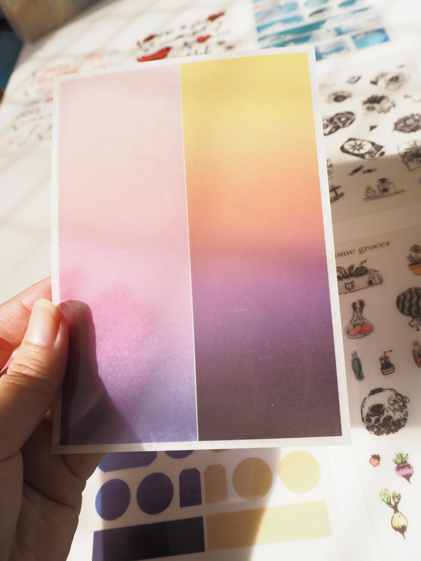 Sunset and Pink Blooms planner insert and coloured sheets - Rub-on Stickers/ Transfer Stickers 013 and 014 (LFSO)