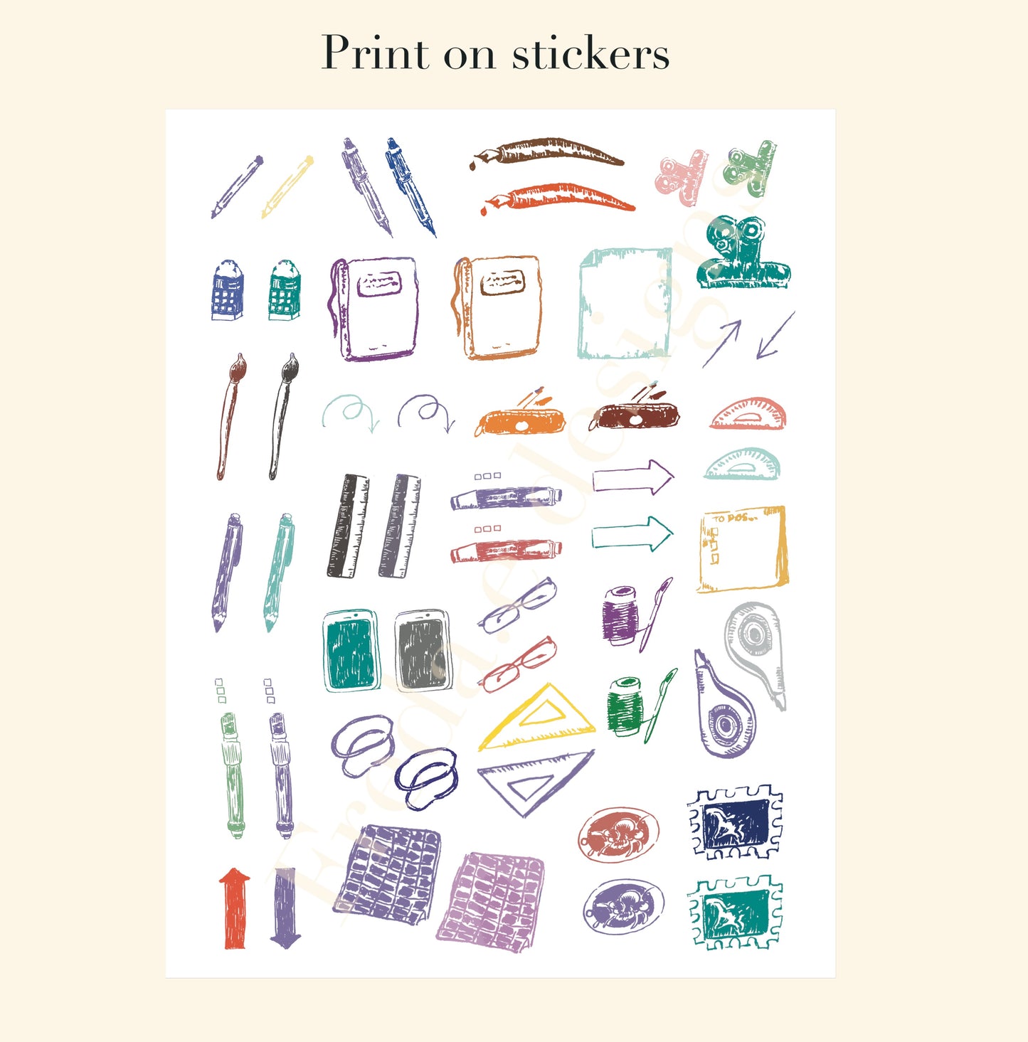Stationery things on my desk - Rub on/ Transfer Stickers TFS015 (LFSO)