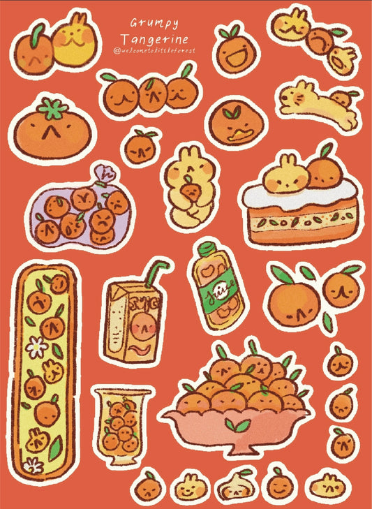 Grumpy Tangerine Sticker sheet Vinyl