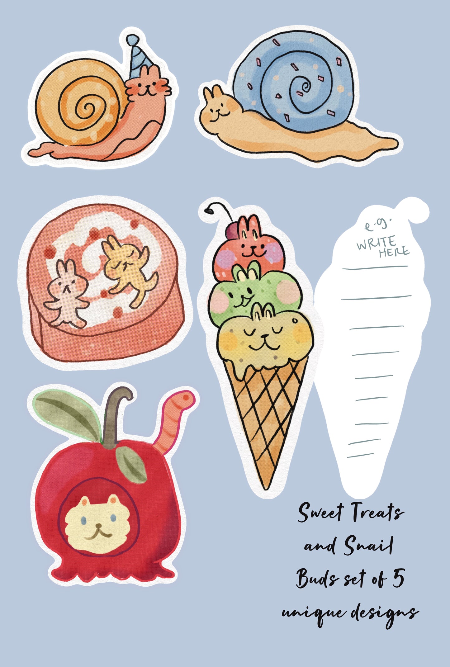 Cute Bunny and Animal Friends Postcards Collection - Die Cut Assorted Shapes