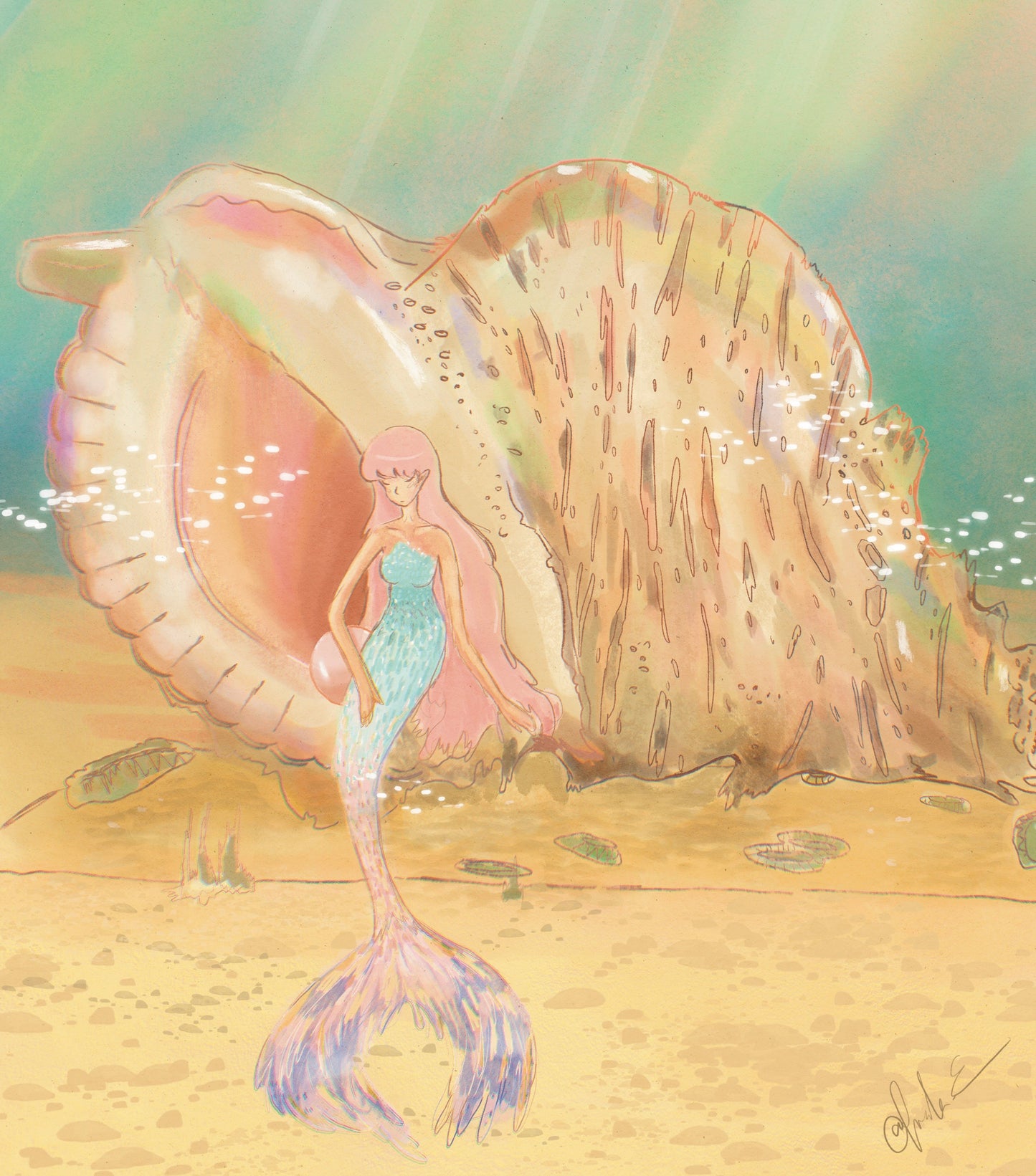 Mermaid Shell   - Little Forest Art Prints (LFP 016) (LFSO)