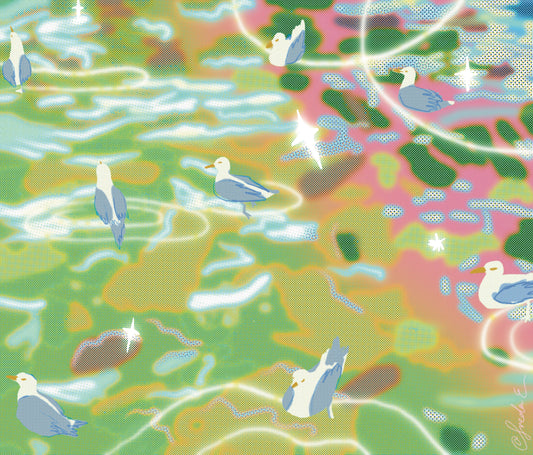 Seagull on water postcard print   - Little Forest Art Prints (LFP 005)