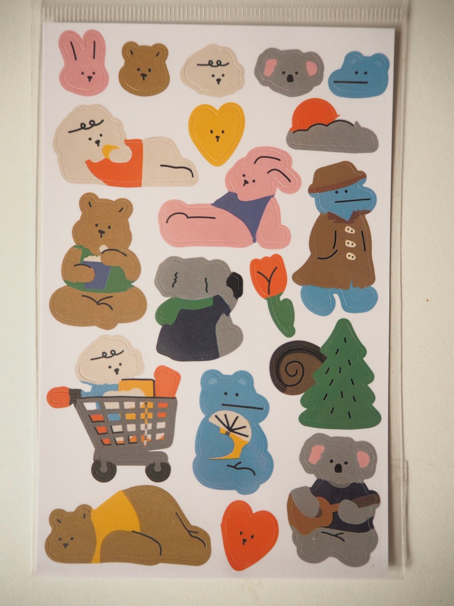 Cute animals bright colours sticker single sheet  Korean style bear bunny and koala RESTOCKED!