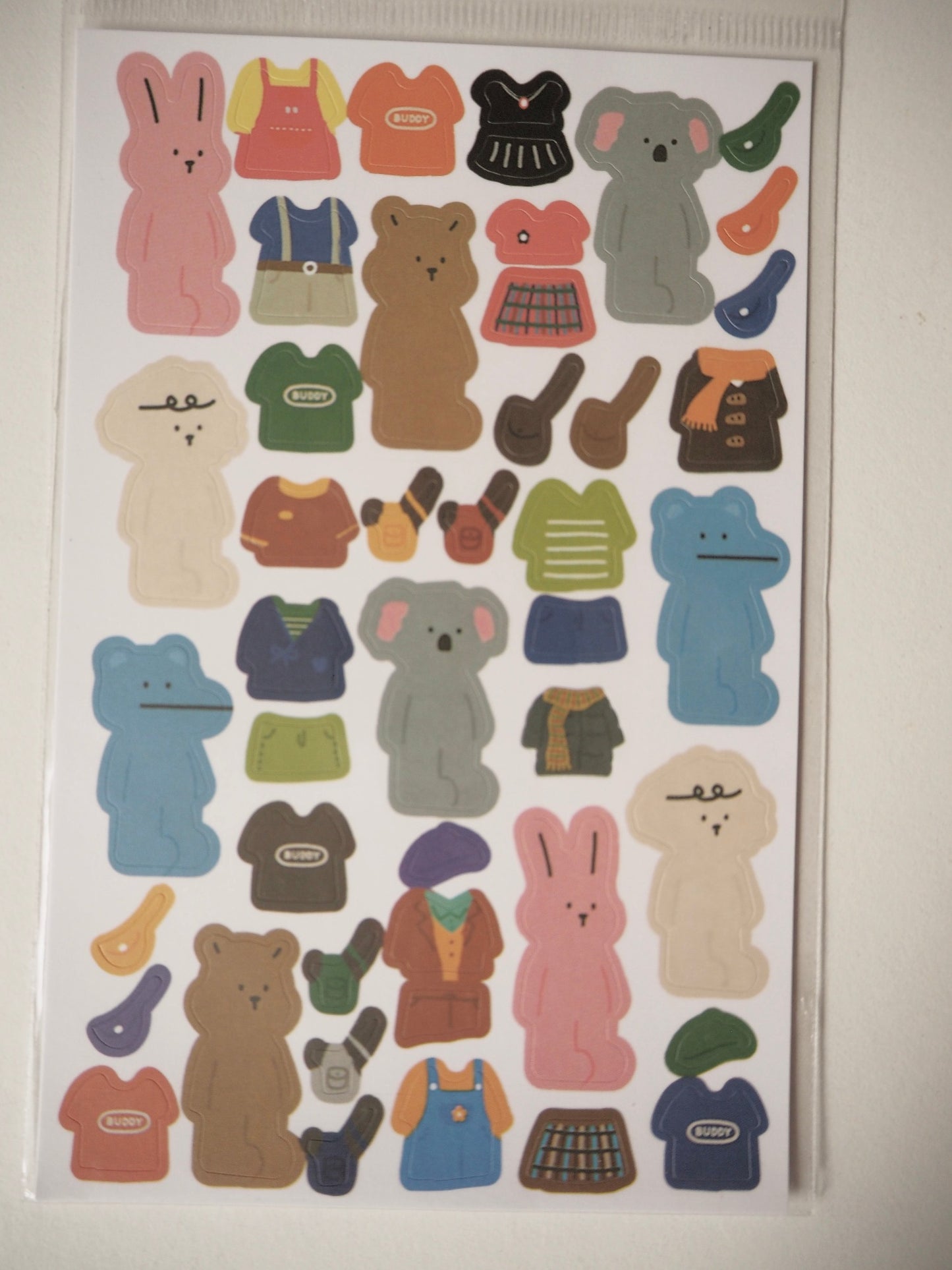 Cute animals bright colours sticker single sheet  Korean style bear bunny and koala RESTOCKED!