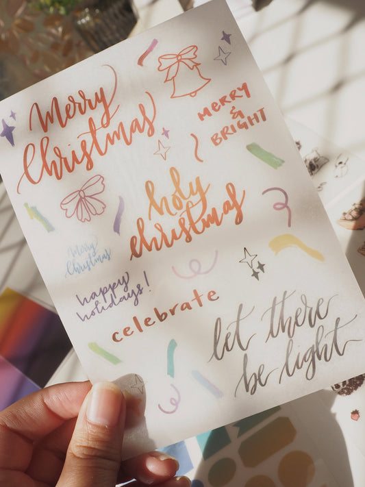 Merry Christmas Words Deco - Rub-on Stickers/ Transfer Stickers 022 (LFSO)