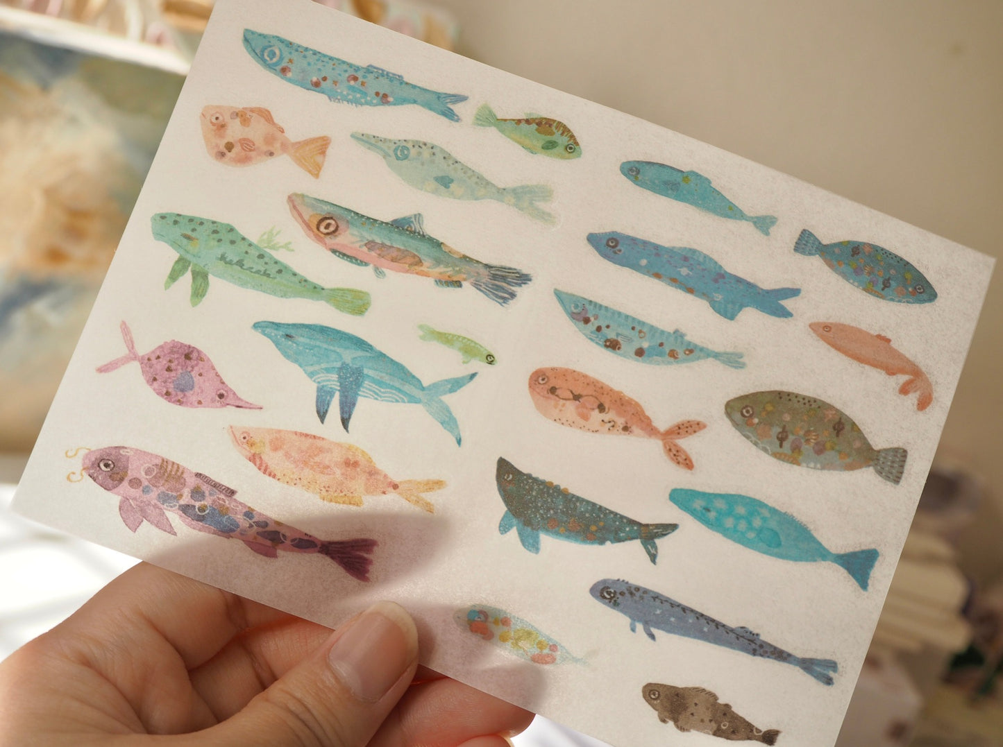 ( Sold out )Fishy Creatures and Whale - Rub-on Transfer stickers 009 (LFSO)