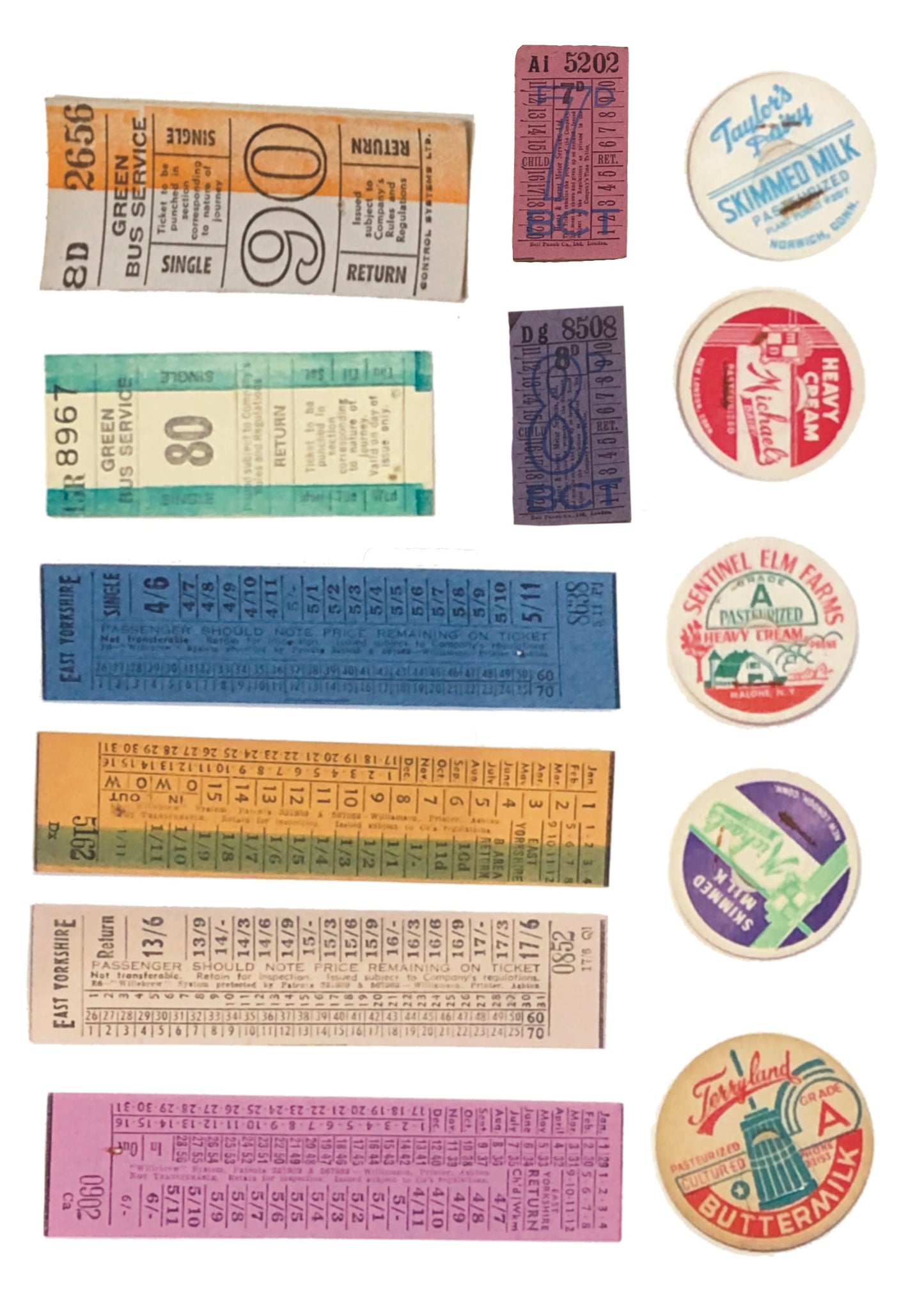 Vintage tickets 2 sheets - Rub-on / Transfer Stickers 027 and 028