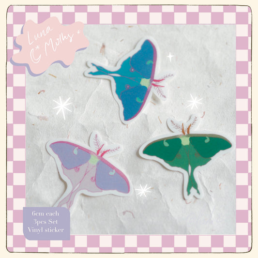 3 Luna Moths Sticker Set (LFSO)